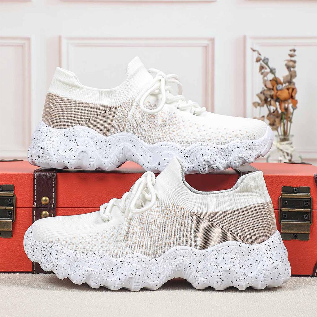 Breathable Platform Sneakers Knitted Chunky Shoes for Women Men Leisure Walking Shoes Trendy Socks Shoes Non-slip Wear-resistant