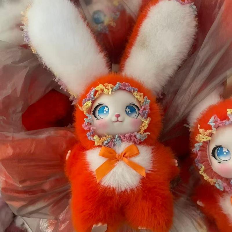 2026 Exquisite Rabbit Plush Pendant Cute Big Ear Fluffy Bunny Doll Keychain Ornament for Backpack Girls Daily Gifts