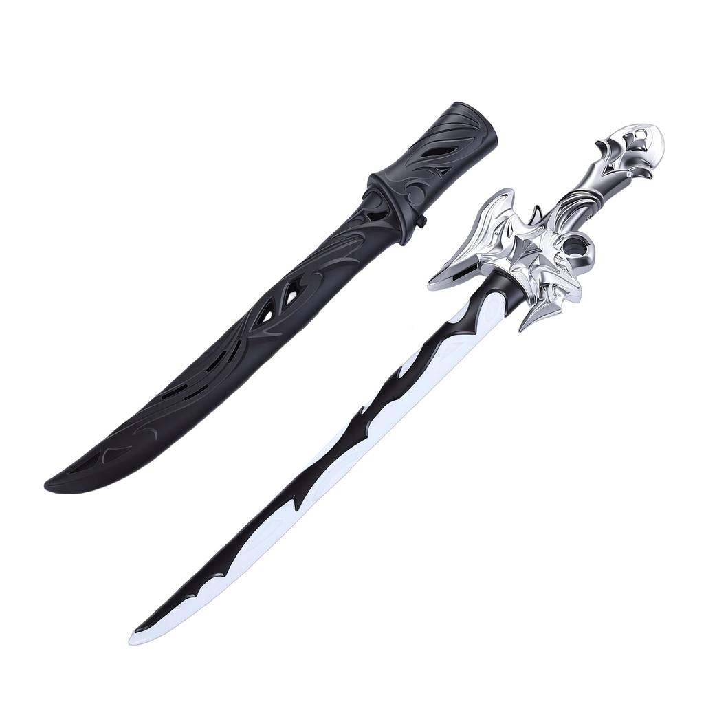 Light Up Sword Toy RGB LED Lighted Saber with Sound Sensor Sheath for Cosplay Party Display Birthday Gifts Silver