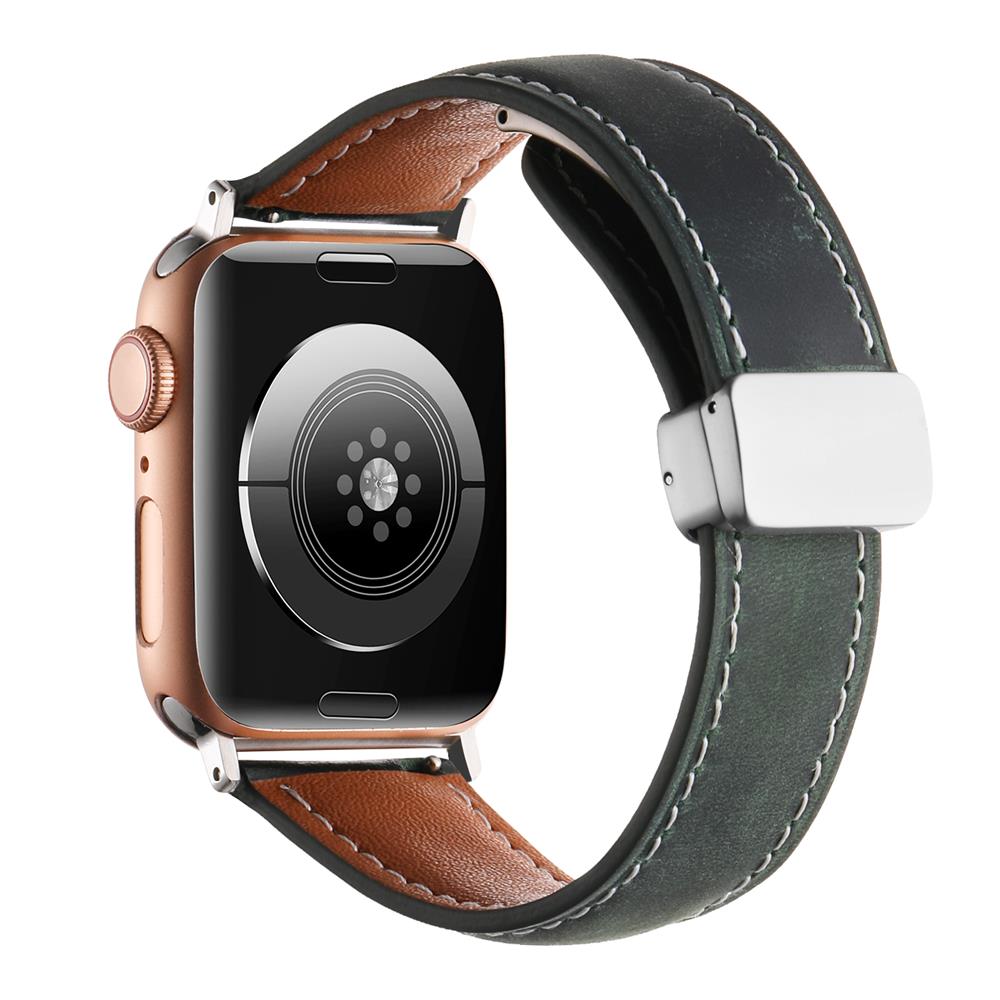 Crazy Horse Magnetic Buckle Women's Genuine Leather Watch Strap,For Apple Watch 42mm 44mm 45mm 49mm iWatch S10 46mm