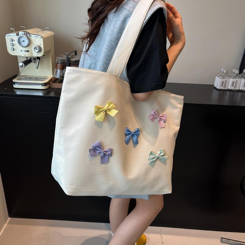 CANVAS Colors Bow Large Capacity Shoulder Bags Summer Versatile 2026  Bags for Women Commuting Sweet Women's Handbags