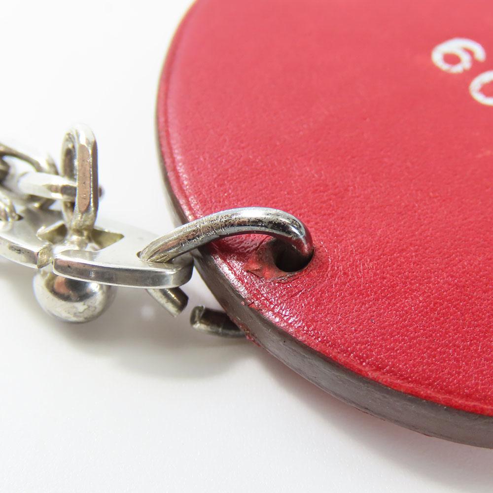 Used HERMES Bag Charm Animal Cow leather/Silver925 Red Accessory