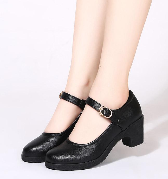 Mary Jane shoes square heel ankle strap round toe high heel pumps female comfortbale soft sole party wedding red shoes