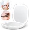 Hand Travel Pocket Beauty Mirrors Portable LED Vanity Mirror With USB and Magnification