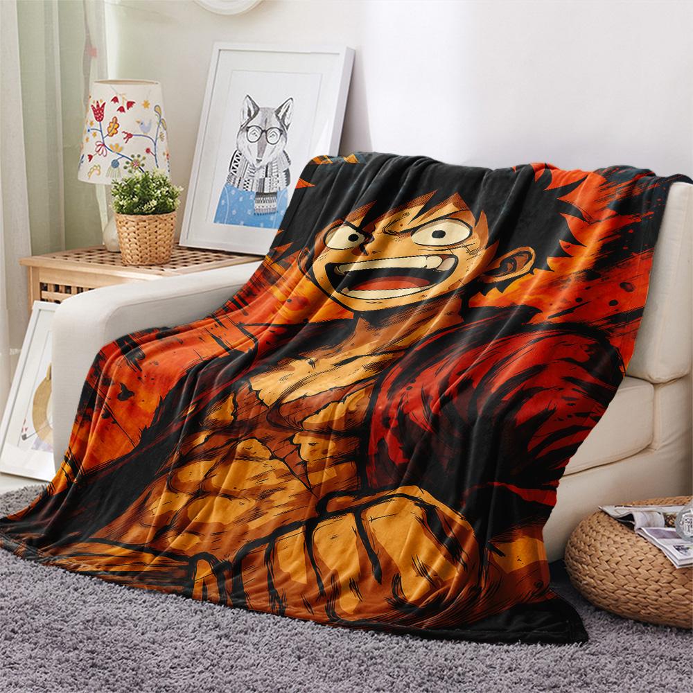 One Piece Anime Epic Illustration Flannel Blanket, High Quality Comfortable for All Seasons, Home Decor, Warmth and Comfort