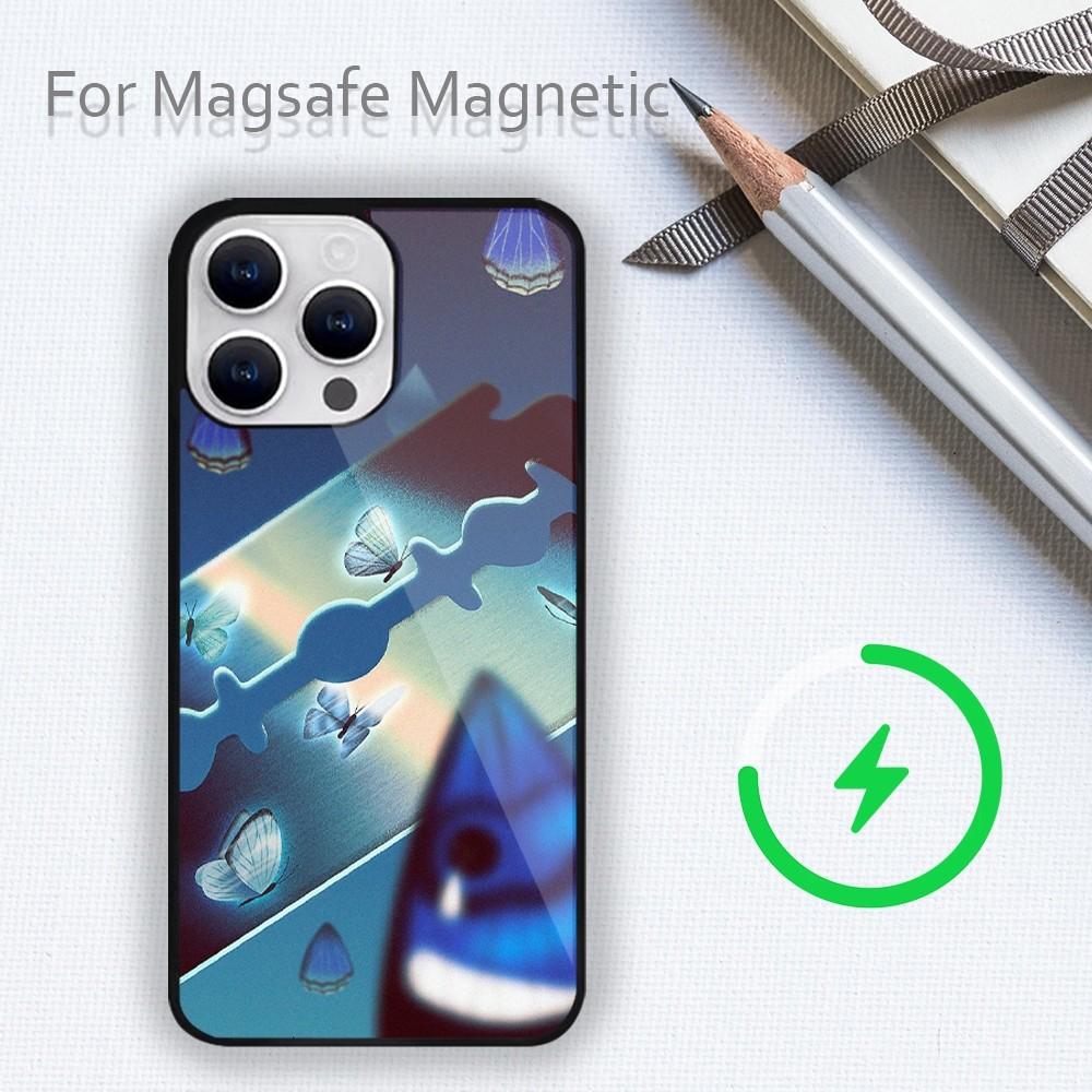 Fashion Retro Butterfly Phone Case For iPhone 15 14 13 12 11 Plus Pro Max Magsafe Magnetic Wireless Charging