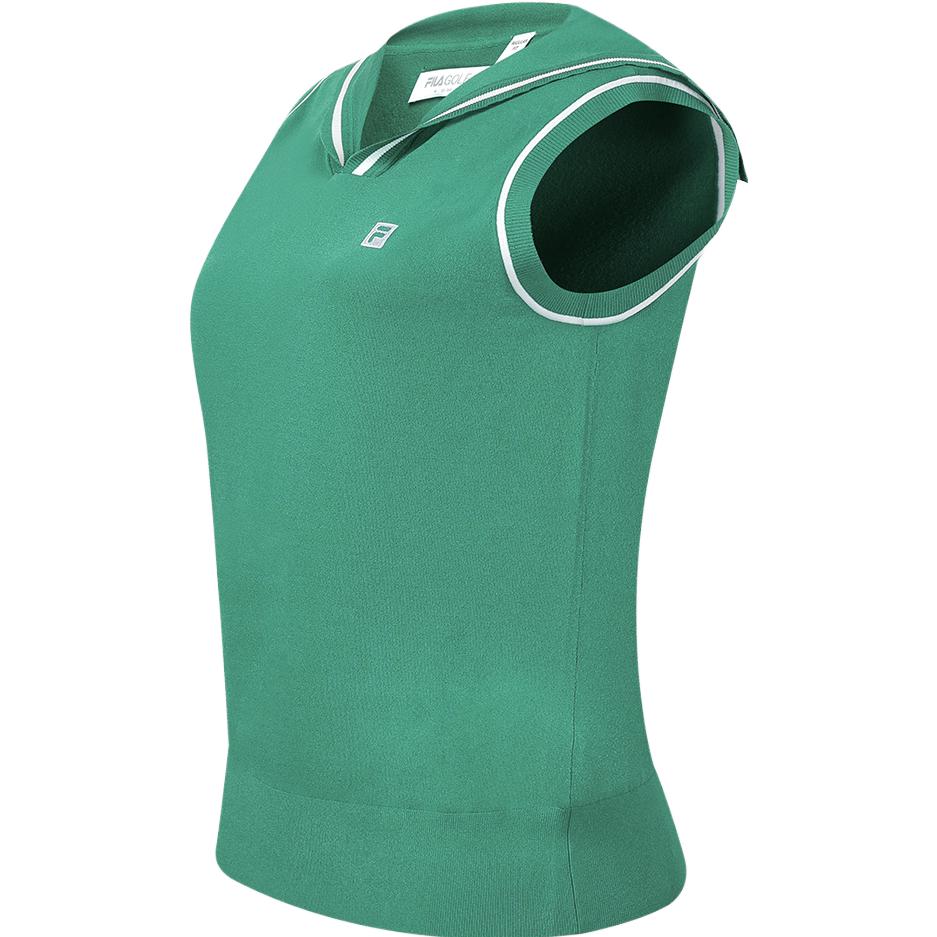 

Fila Вязаный жилет 2023 Осень Новый Гольф Спорт Темно-синий Воротник Женский жилет Кедрово-зеленый A11W335406F-GN S