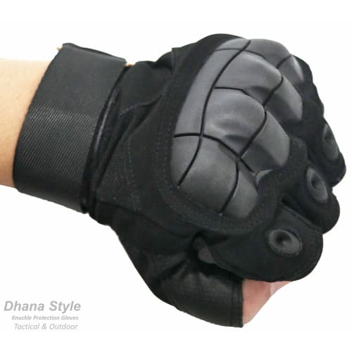 XRH Type Half-Finger Tactical Gloves, Fingerless Knuckle Guards, Army/Military, Combat/Airsoft, Bicycle/Motorcycle, Outdoor, Cosplay, Black, Half Fing