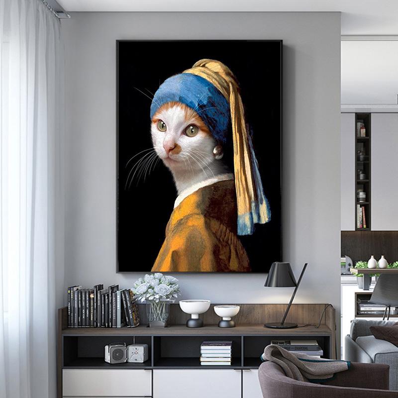 Creative Animal Cat Canvas Painting Posters and Prints Wall Art Pictures for Living Room Home Decoration