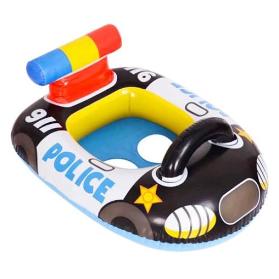 Remarks Japan Baby Float, Police Car Design, for Babies and Kids, with Foot Holes, Cute, for Pool, Beach, Travel, Ocean, Summer, and Water Play