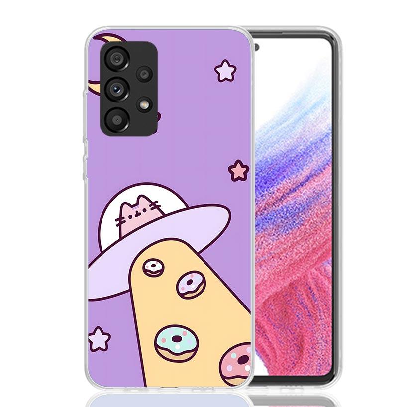 Cartoon P-Pusheen Cat Case Phone Cover for Samsung Galaxy A12 A22 A32 A42 A52 A72 A50S A51 A41 A31 A21S A40 A30S A20E A10 A70 A7