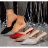 Summer New Pointed High Heels Women's Muller Shoes Transparent Water Diamond Sexy Fashion Thin Heel Women's Sandals