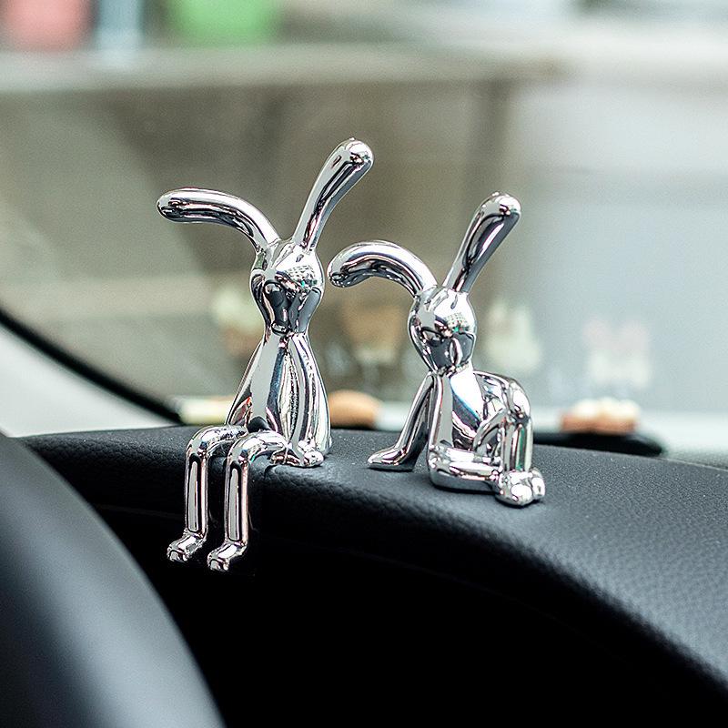 3D Long-Eared Electroplated Rabbit and Ferocious Bear Ornament