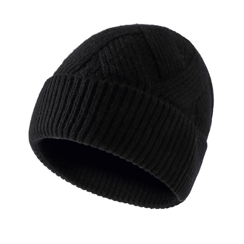 100% pure wool hat wool hat versatile medium and green knitted hat thermal ear protection hat