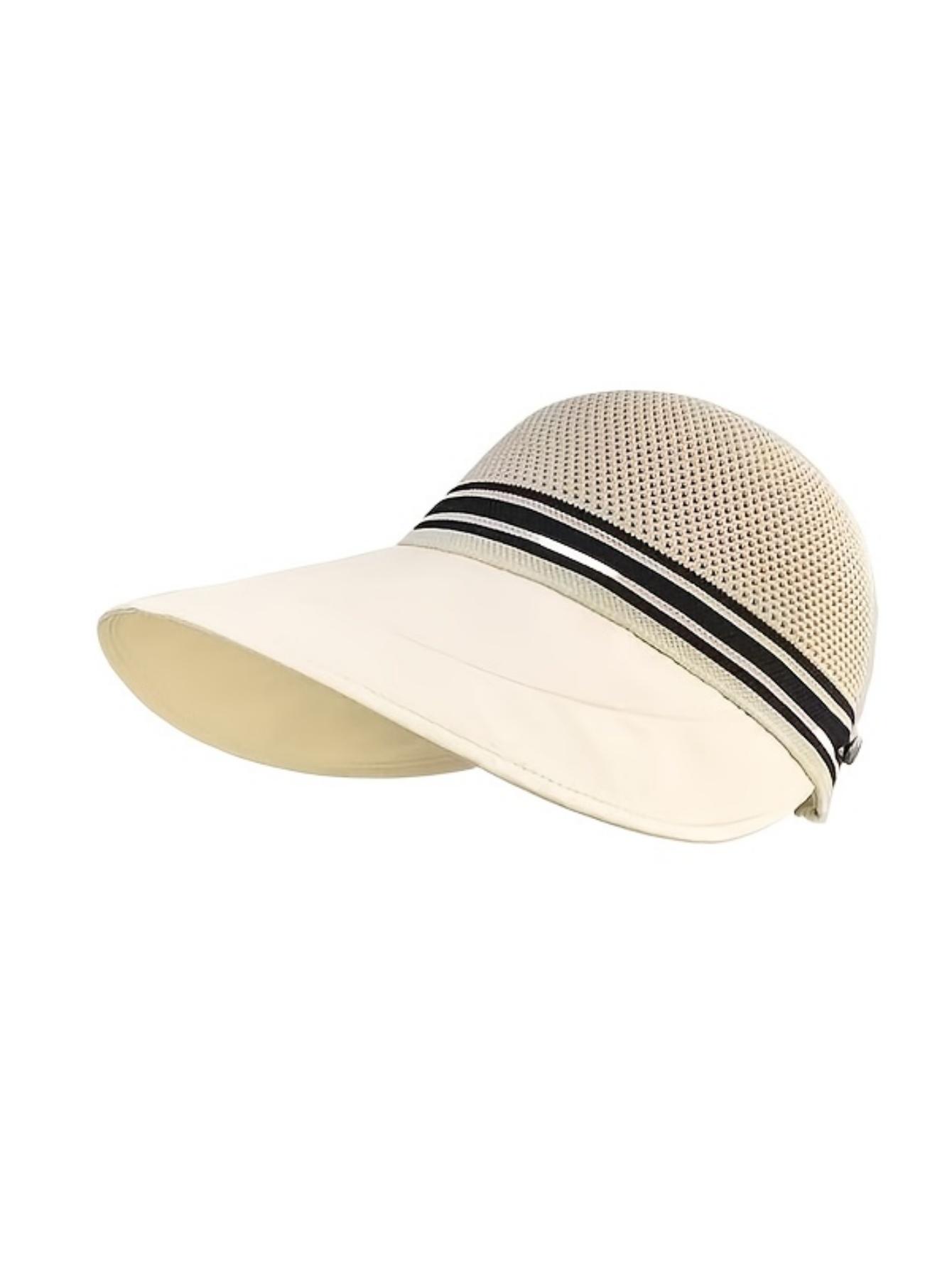 

Women Wide Brimmed Non-Trace Ponytail Visor, Foldable Beach Sun Hat for Women Young Girls,Sun Hats for Women Wide Brim Straw Rol слоновая кость