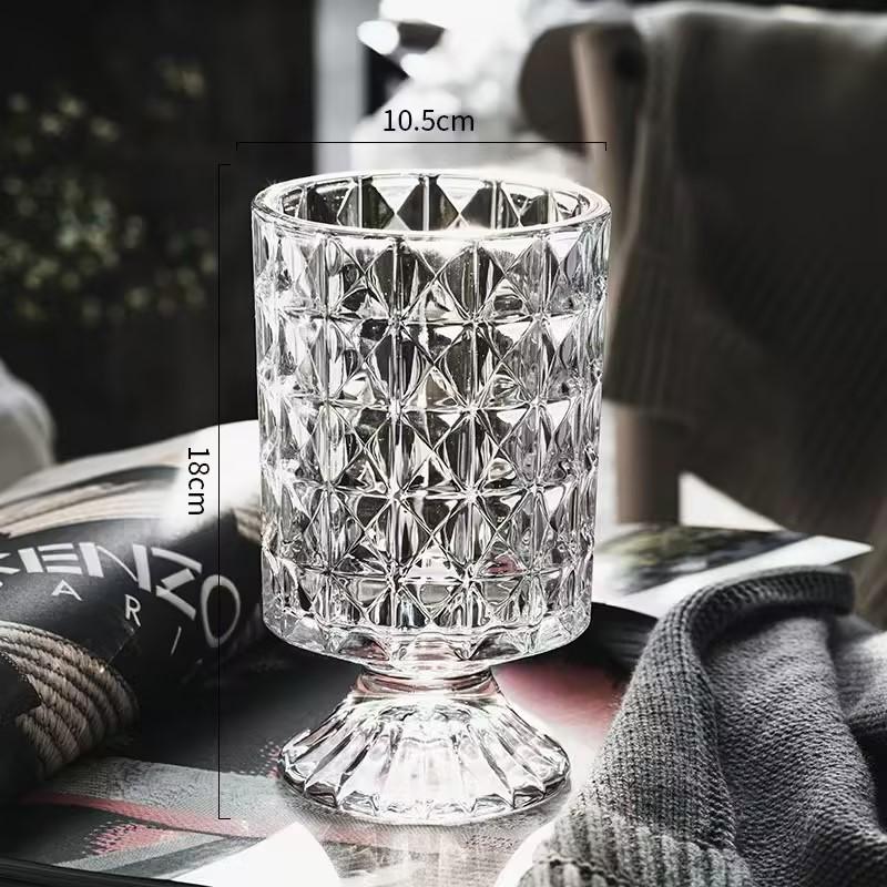 Europäische Hochfuß-Glasvase: Kreatives hydroponisches transparentes Design für elegante Heimdekoration