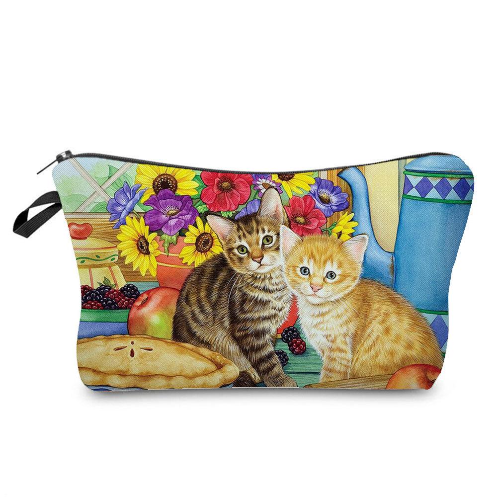 Women Cat Print Cosmetic Bag Toiletries Organize Travel Storage Case  6429