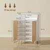 Entrance Shoe Cabinet With 2 Doors Adjustable Shelves And Open Compartment 75x35x104 Cm White And Natural