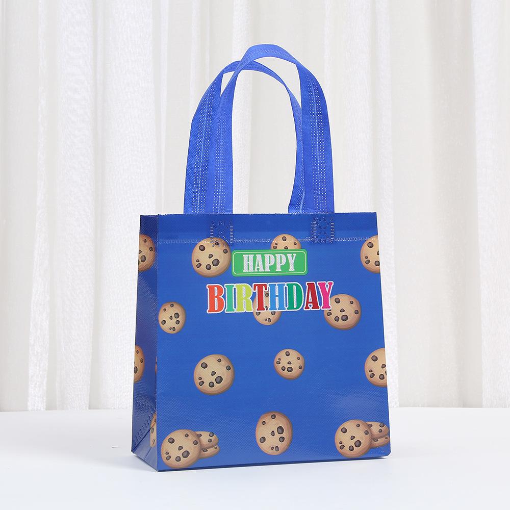 12/30pcs Colorful Birthday Print Bags Non-Woven Fabric Party Gift Bags for Treats and Small Gifts Candy Cake Packaging