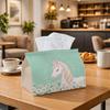 1pc Whimsical Fairy Tale Tissue Box - Unicorn Daisy Floral Meadow Napkin Storage Box, Suitable for Rolls/Facial Tissues/Single Sheets, Two Sizes Avail