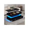 Table Basse 100*50*44cm, Avec Éclairage LED, Commande APP Bluetooth, 2 Tiroirs Et Espace De Rangement Ouvert