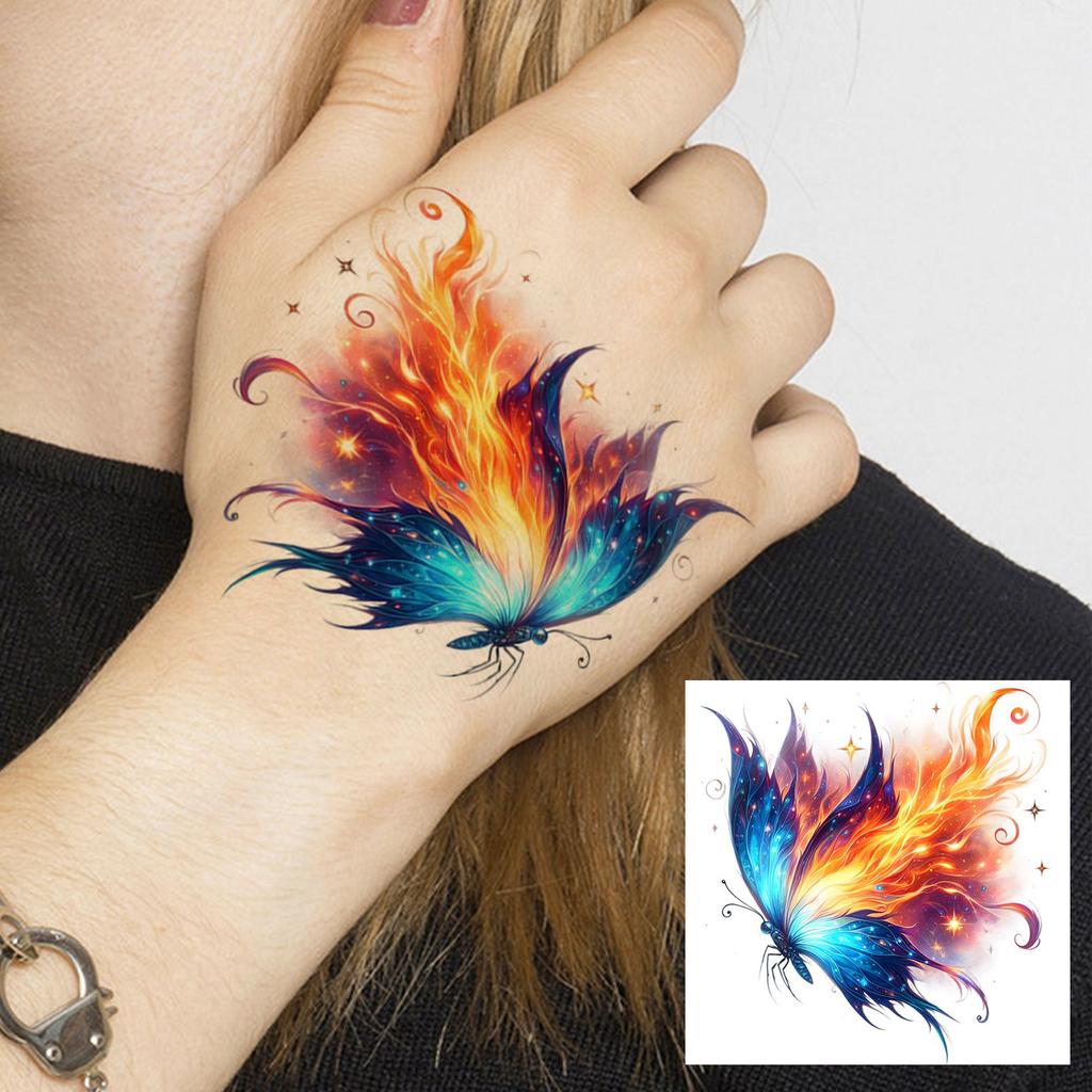 1 Sheet Butterfly Temporary Tattoos For Women Hands Clavicle Neck, Fake Tattoo Stickers Waterproof Long Lasting Realistic Tatoos