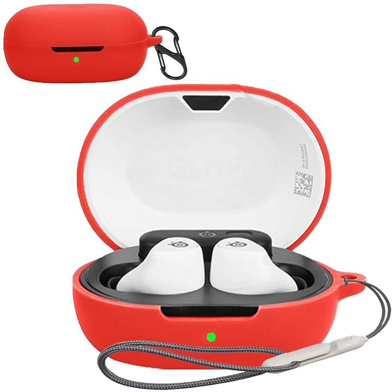 

For SteelSeries Arctis GameBuds case Cover [HNWEIWEI] for (With carabiner + strap included) ) silicon storage case convenience With carabiner trip