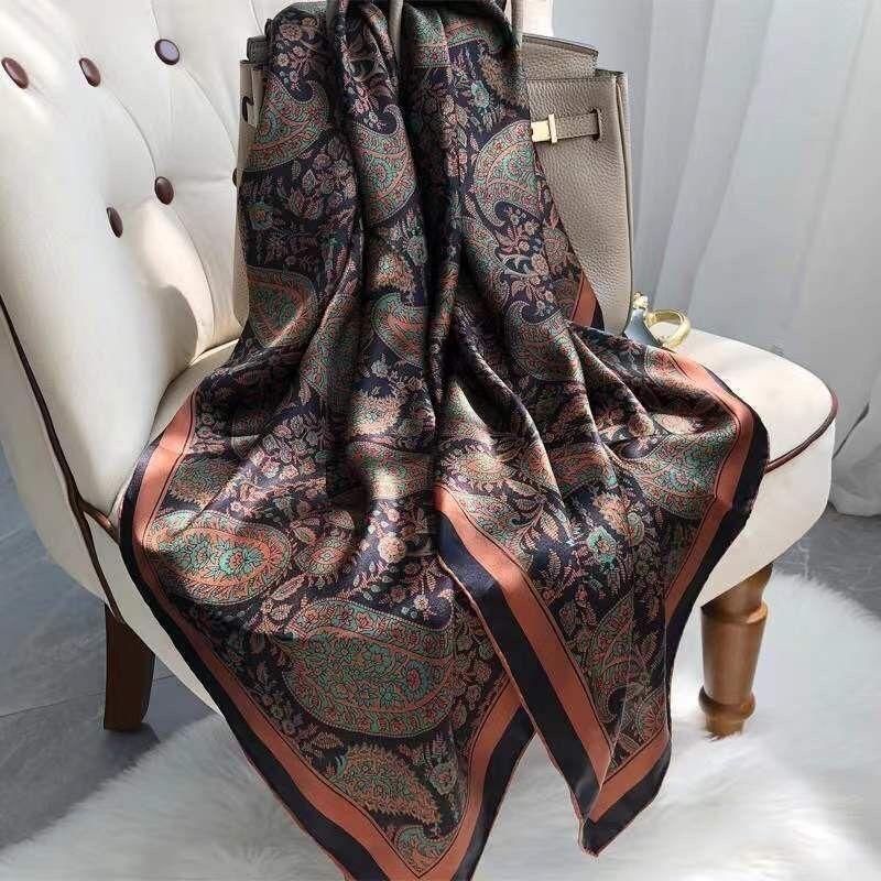 Women's New High-end Silk Spring and Autumn Summer Versatile Shawl Thin Sun Protection Neck Protection Fashionable Scarf