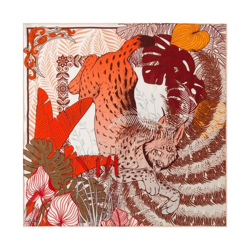 TXRMDX Men s Silk Wool Scarf - Golden Eye Wind Leopard One Size