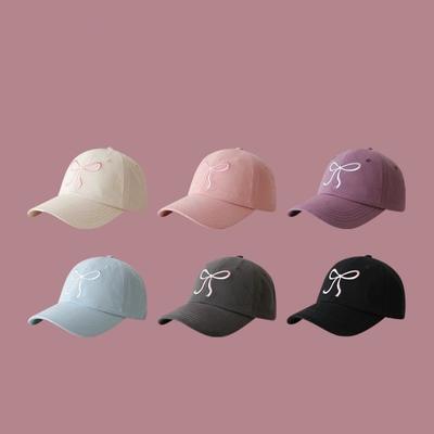 Pink Bow Baseball Cap Sweet Cute Hat Women's New Fashion Trend Versatile Soft Top Cap