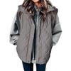Veste Matelassée à Capuche pour Femme Color Block Manches Raglan Fermeture Éclair Devant Manteau Décontracté Coupe Ample