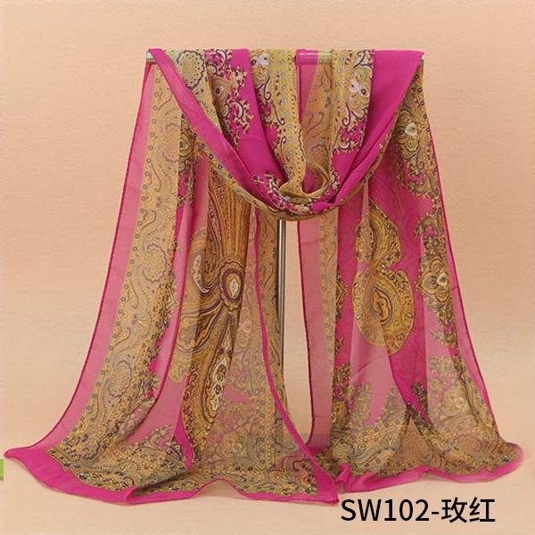 Women Long Chiffon Flower Scarf Sheer Wrap Neck Shawl Stole