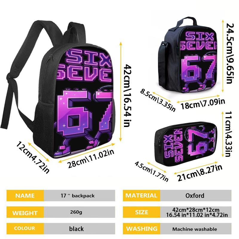 3-teiliges nummeriertes Rucksack-Set mit Muster 6 & 7 | Die perfekte Wahl für Schule & Reisen