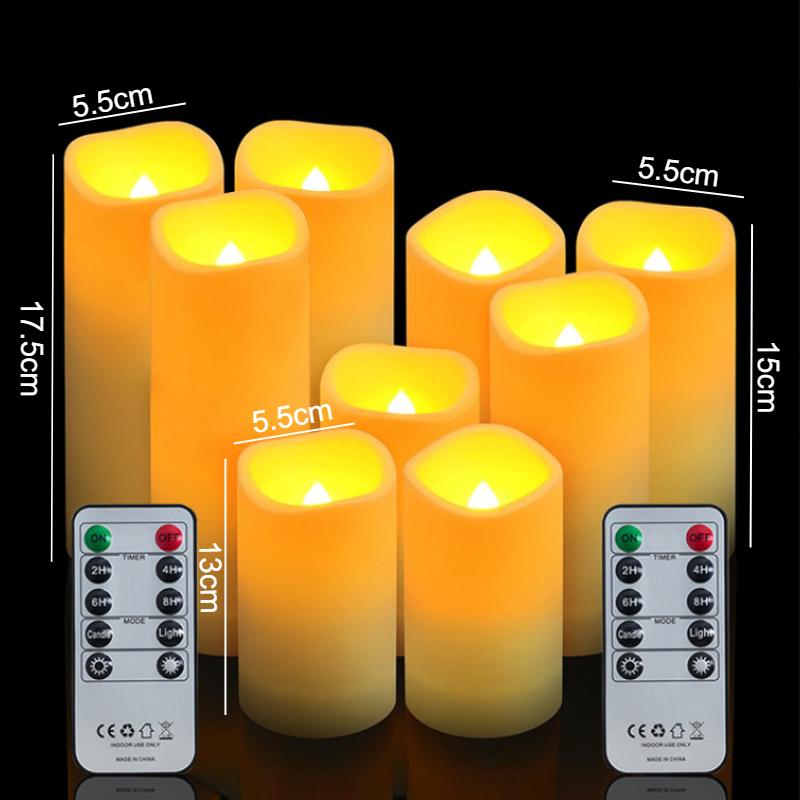 9Pcs LED Candles with Flickering Flameless Candles Battery Operated Pillar Candles Wedding Decoration Candlelight Christmas