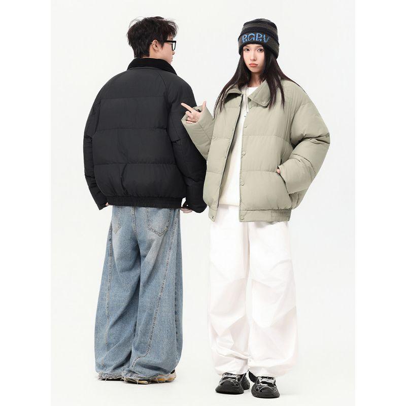 Wassup American Retro Stand-Up Collar Jacket Cotton Short Coat Couple High Street Trendy Casual Warm Cotton Jacket for Men