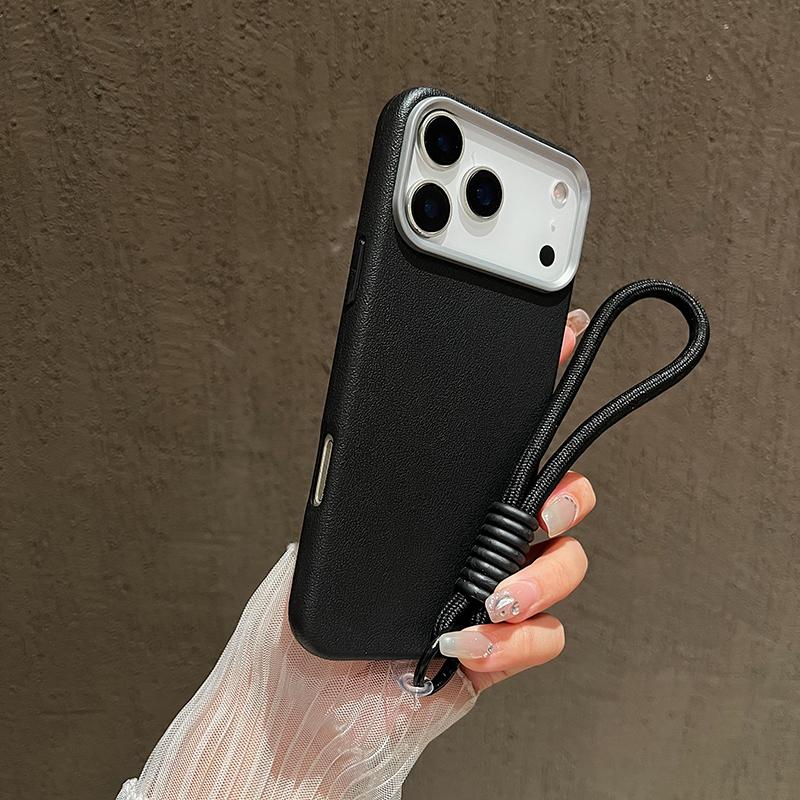 Matte Lichee Soft Silicone Lanyard Phone Case For iPhone 17 16 15 Pro Max 14 Plus 11 12 13 16e X XS XR Hand Wrist Strap Cover