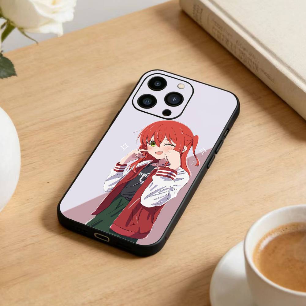 Anime Cute B-BOCCHI T-THE R-ROCK Phone Case For iPhone 16,15,14,13,12,17,Pro Max,Plus Silicone Black Case