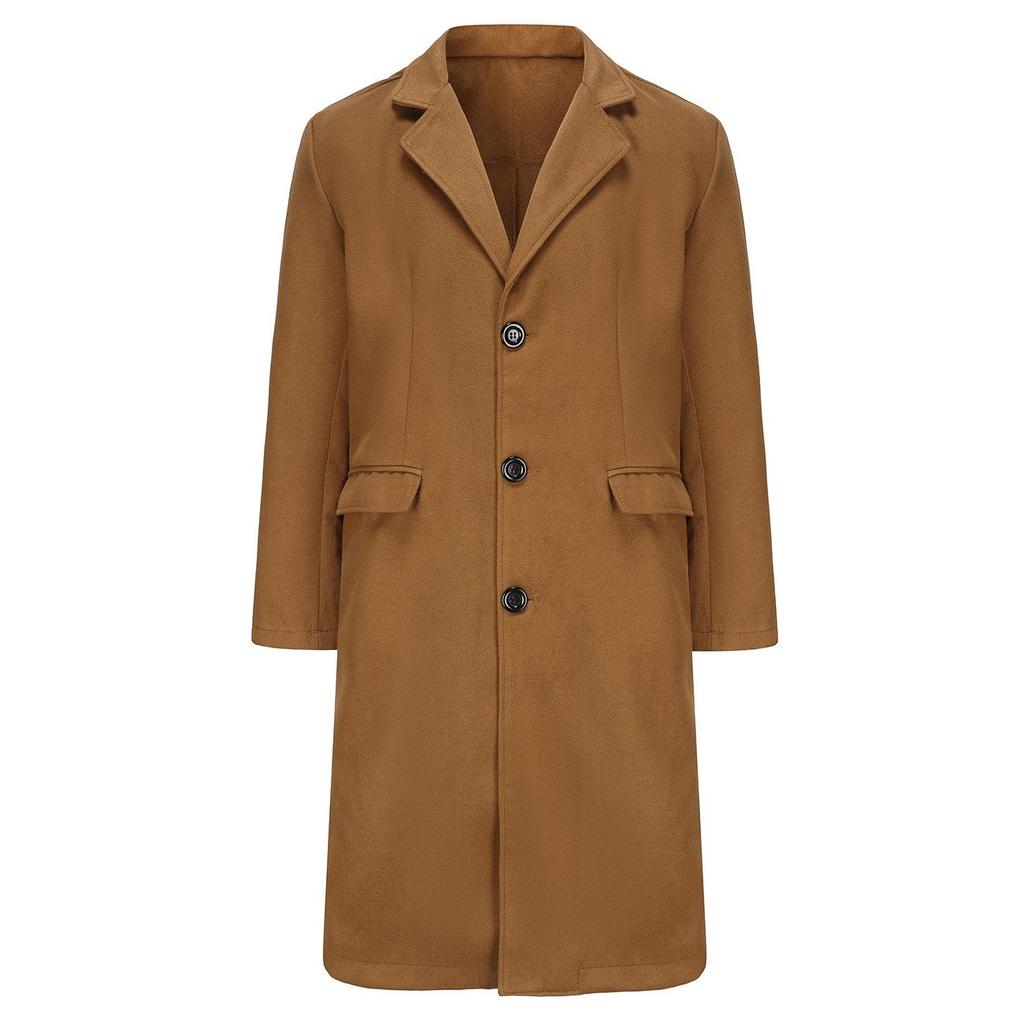 British Style Men's Wool Trench Coat, Autumn/Winter Long Coat