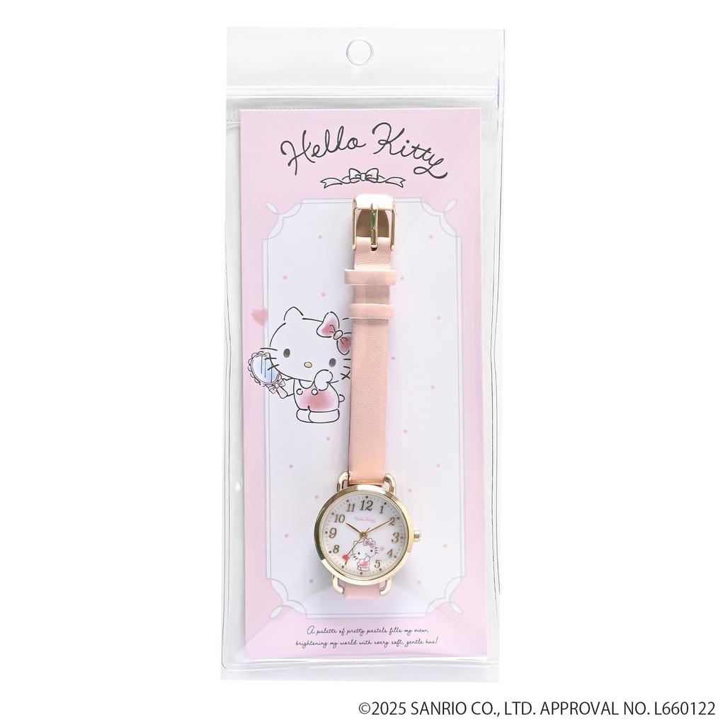 Fieldwork Analog Watch Featuring Sanrio Cute Faux Leather Suitable for and Heart Hand My Women's Characters, Strap, Commuting, School, Business,