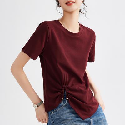 Women's Summer New High-grade Design Small Short Sleeve Irregular Hem Fold Top