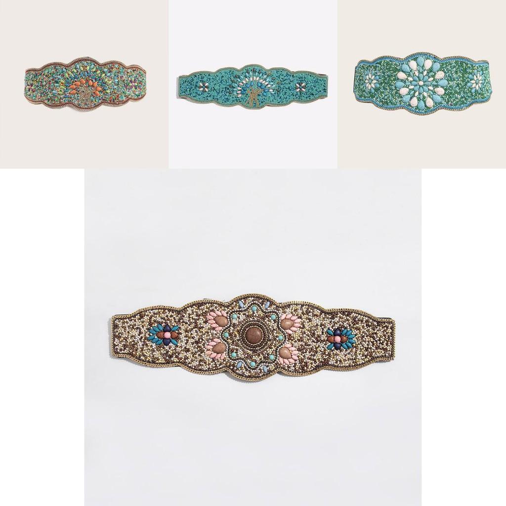 Beaded Bohemian Waist Belt With Firework Design And Elastic Closure For Festivals And Travel