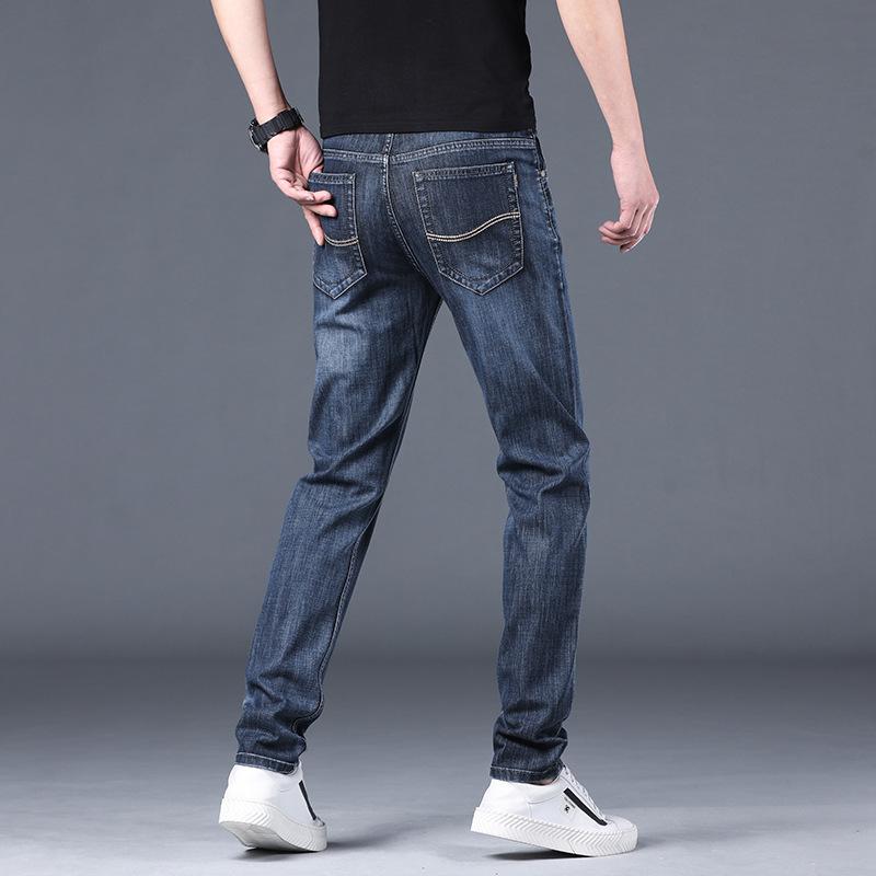 Four Season Wearable New Men'S Retro Elastic Denim Business Loose Straight Leg Pants Fashion Trend Elastic Pants