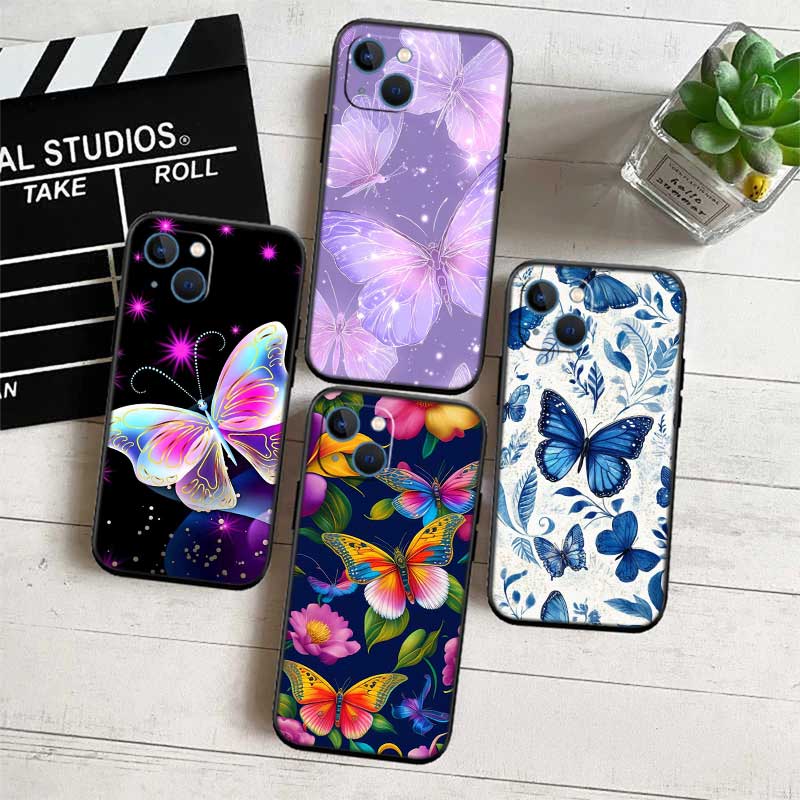UP22 Colorful Butterfly New High-End Shell Phone Case for iPhone 16 15 14 13 12 Pro Max Plus Mini