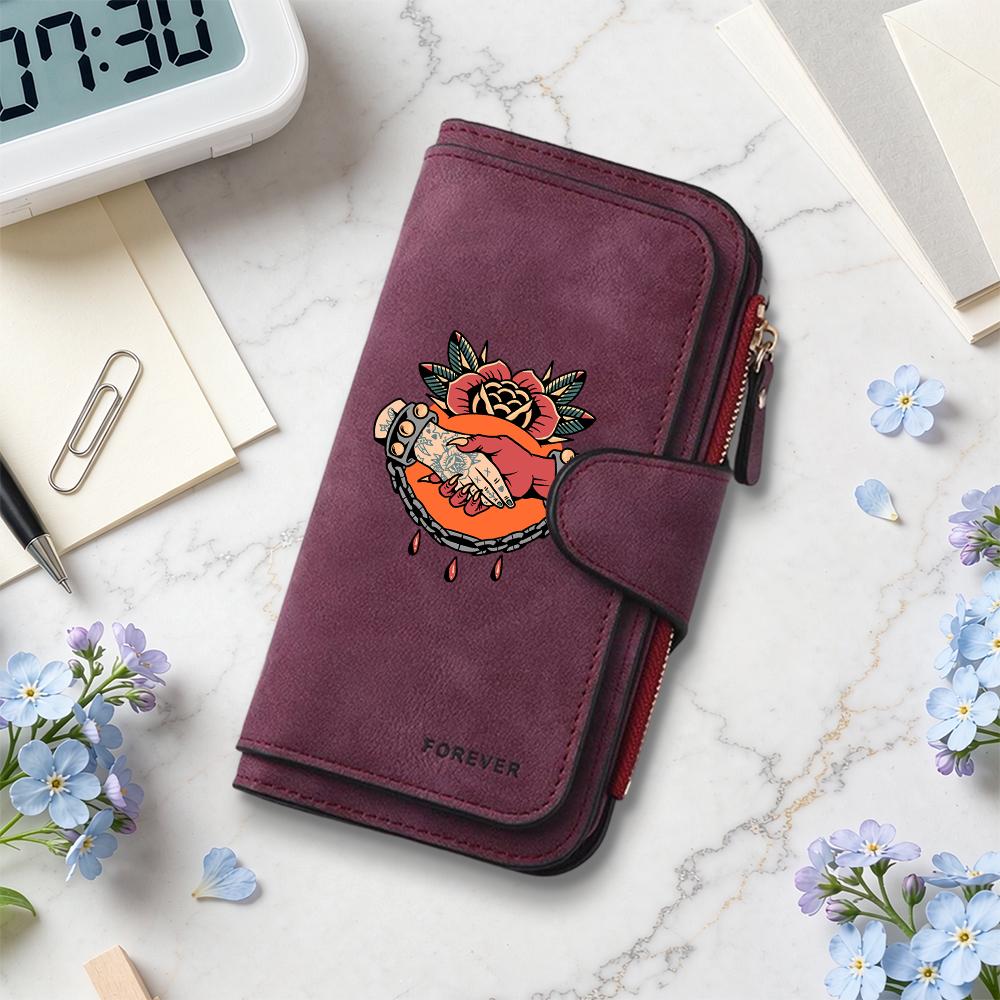 Gothic Print Long Wallet Forever Fashion Card Holder Vintage Portable Purse