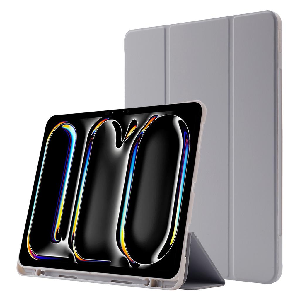 For iPad Pro 13 (2025)/13 (2024) Case Skin-Touch Leather Tri-Fold Stand Tablet Cover with Pencil Holder