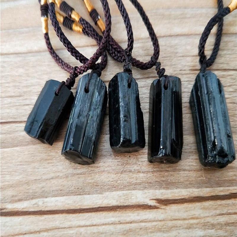 Natural Raw 105pcs Black Tourmaline Schorl Pendant Crystal Chunk Necklace Stone