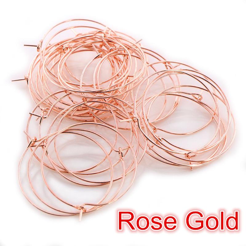 50pcs 20-40mm KC Gold Silver Color Hoops Earrings Big Circle Ear Hoops Earrings Wires For DIY Jewelry Making Supplies
