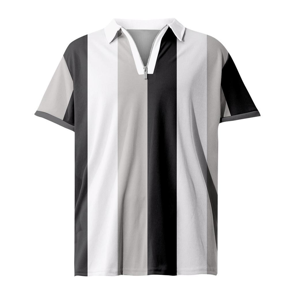Striped Printed Casual Men's Short Sleeved Shirt