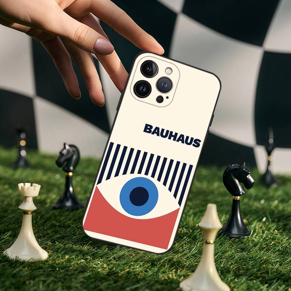 Geometric Bauhaus Art Silicone Anime Black Case For Iphone 17 Air 16 15 14 13 12 11 Pro Max Plus Basic