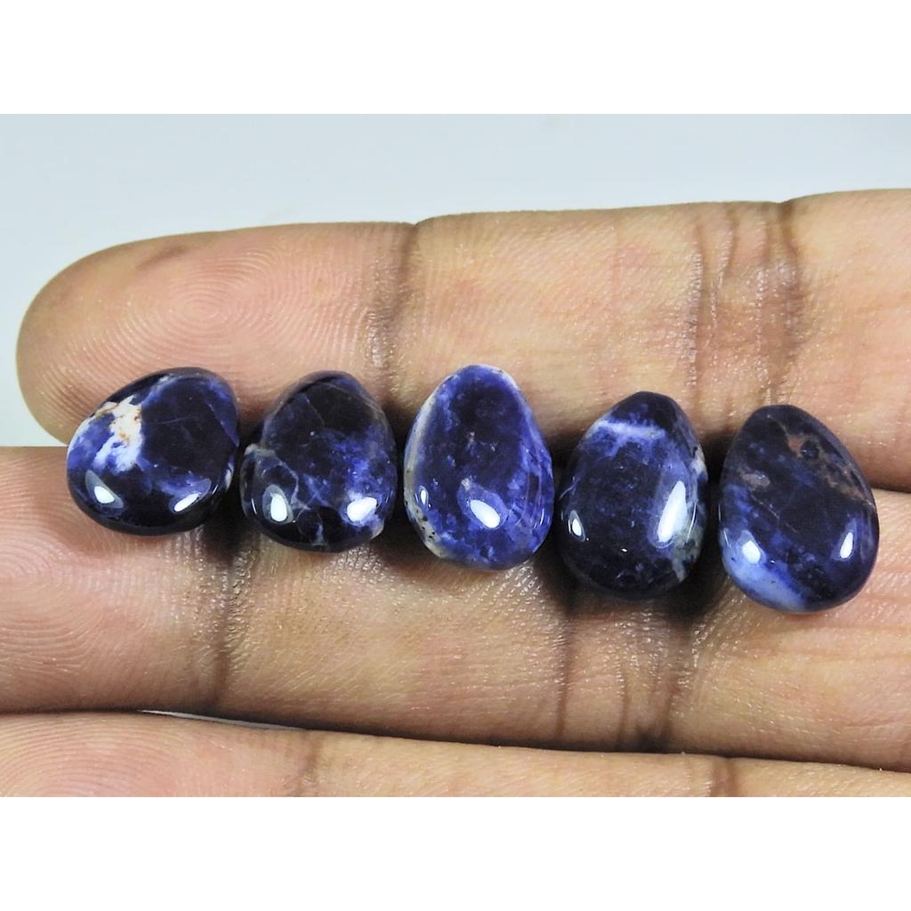 10X14MM Natural Blue Sodalite Almond Shape Cabochon Gemstone 5Pcs Lot 23Cts. A-537